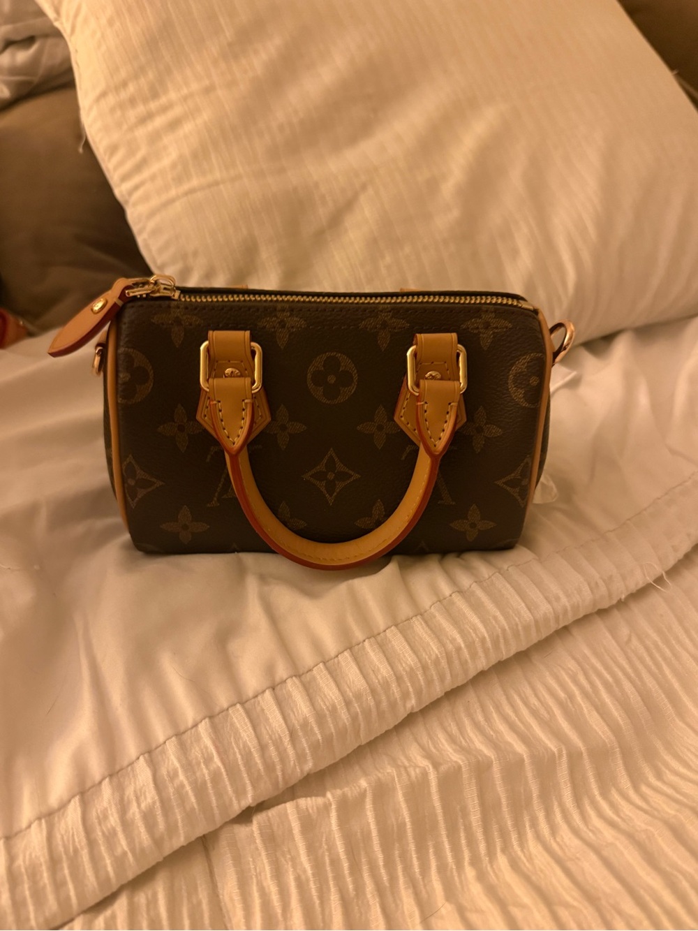 Monogram Mini Satchel in Brown and Tan